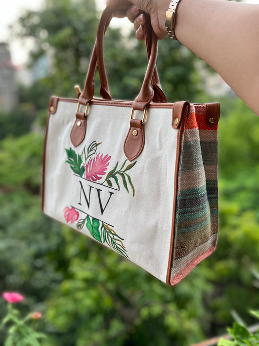 Tropical Hand Painted Tote + Hand Painted wallets