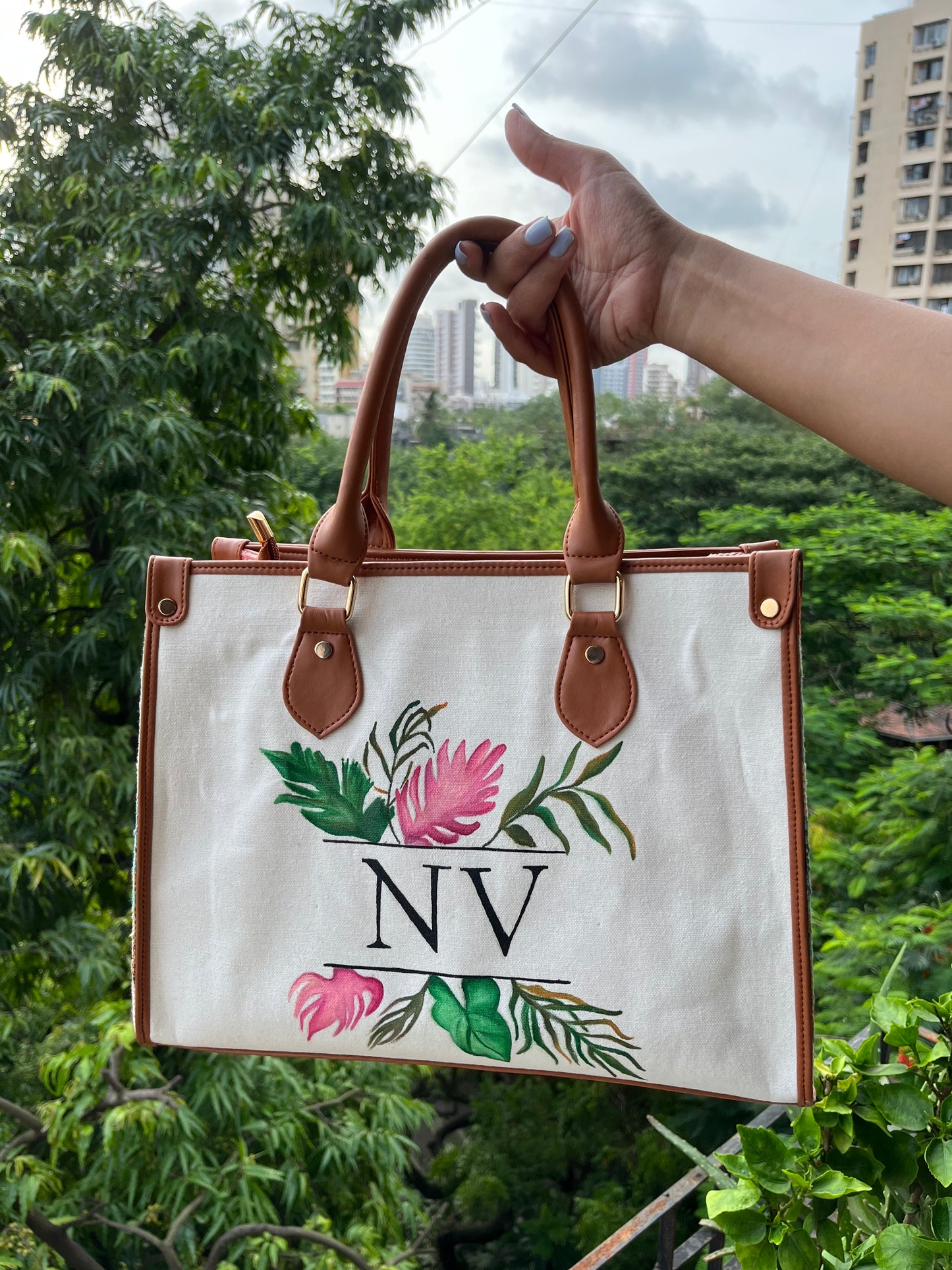 Tropical Hand Painted Bag